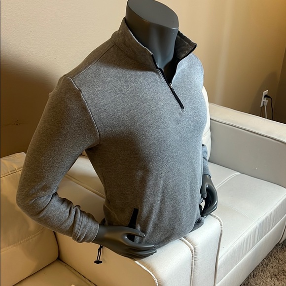GAP Men’s Gray Long Sleeve Quarter Zip Polo Shirt Size Medium - Picture 2 of 9